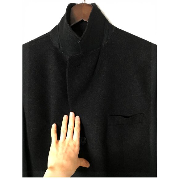 Men's Mario Serrani 90% Virgin Wool & 10% Cashmere Classic Black Coat - Picture 6 of 12